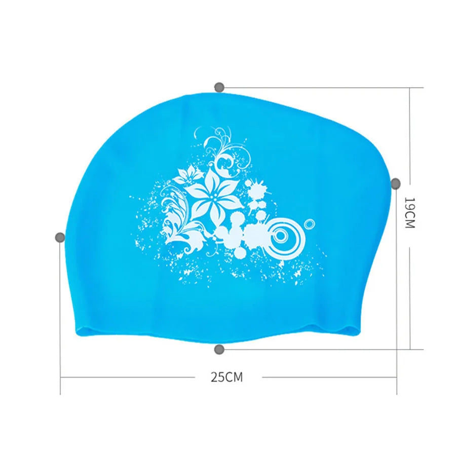 Silicone Fashional Ladies Elastic Swimming Cap Waterproof Ear Hair Protection Swim Hats for Long Hair Women Pool Diving Cap