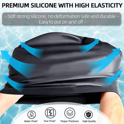 Extra Large Silicone Swimming Cap with Long Hair and Dirty Braids All Inclusive Adult Style Swimming Cap Soft and Comfortable