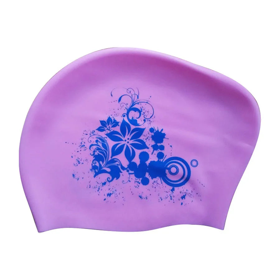 Silicone Fashional Ladies Elastic Swimming Cap Waterproof Ear Hair Protection Swim Hats for Long Hair Women Pool Diving Cap