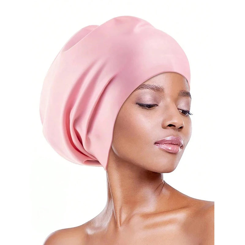 Extra Large Silicone Swimming Cap with Long Hair and Dirty Braids All Inclusive Adult Style Swimming Cap Soft and Comfortable