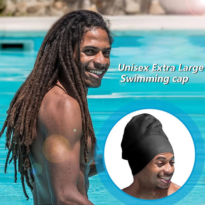 Extra Large Silicone Swimming Cap with Long Hair and Dirty Braids All Inclusive Adult Style Swimming Cap Soft and Comfortable