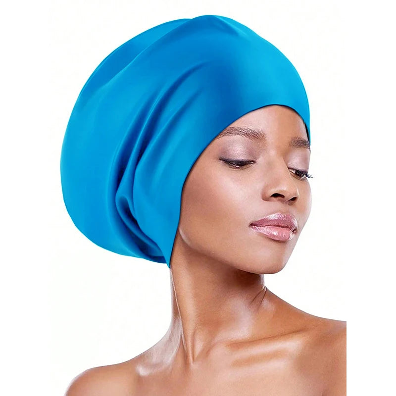 Extra Large Silicone Swimming Cap with Long Hair and Dirty Braids All Inclusive Adult Style Swimming Cap Soft and Comfortable