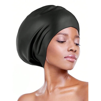 Extra Large Silicone Swimming Cap with Long Hair and Dirty Braids All Inclusive Adult Style Swimming Cap Soft and Comfortable