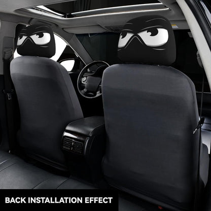Funny Cartoon Car Headrest Cover, 2 Pieces Set of Cute Funny Eyes, Suitable for Halloween, Christmas Car Universal Elastic Models Funny Decoration