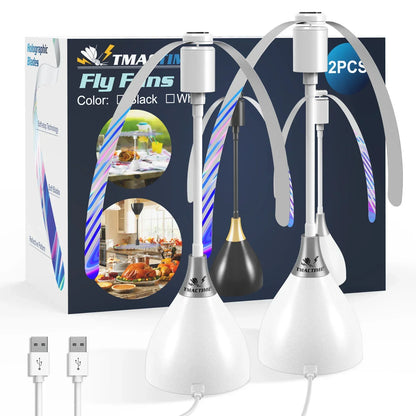 2/3Pcs Fly Fans for Tables Effective Fly Repellent Fan Keeps Flies Away with Soft Blades USB Picnic BBQ Party Fly Fans