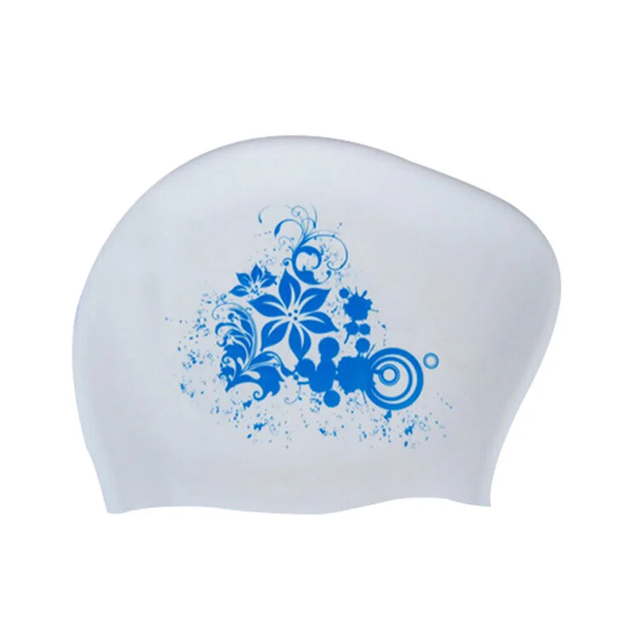 Silicone Fashional Ladies Elastic Swimming Cap Waterproof Ear Hair Protection Swim Hats for Long Hair Women Pool Diving Cap
