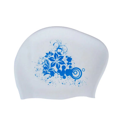 Silicone Fashional Ladies Elastic Swimming Cap Waterproof Ear Hair Protection Swim Hats for Long Hair Women Pool Diving Cap