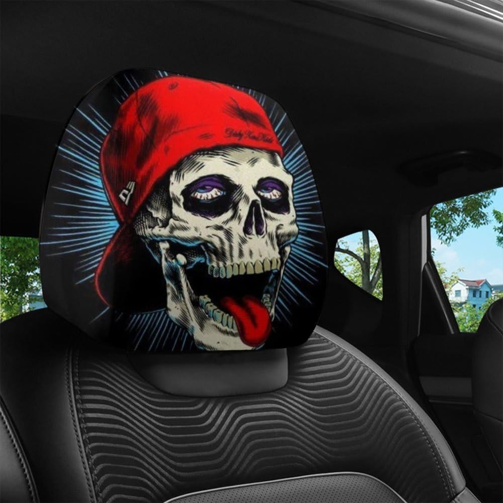 Funny Cartoon Car Headrest Cover, 2 Pieces Set of Cute Funny Eyes, Suitable for Halloween, Christmas Car Universal Elastic Models Funny Decoration
